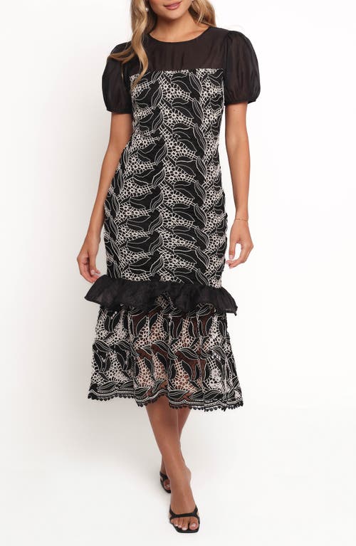 Petal And Pup Petal & Pup Peyton Puff Sleeve Midi Dress In Black