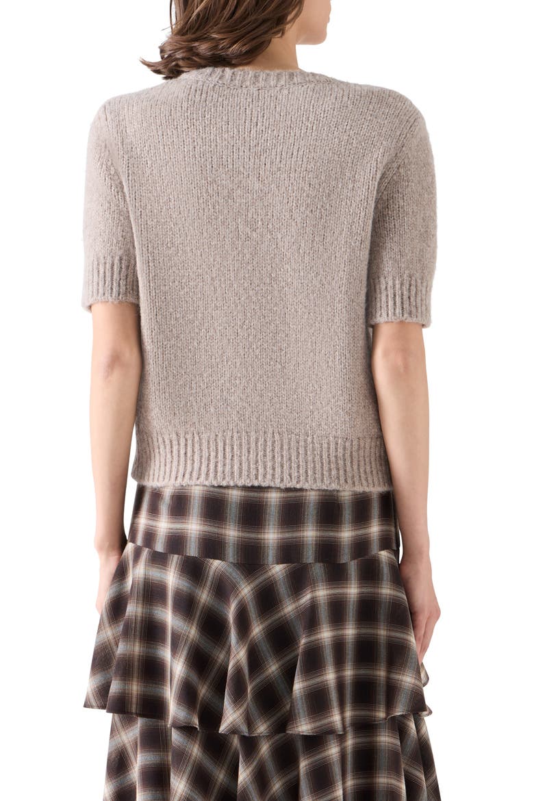 Fluffy Short Sleeve Alpaca Blend Sweater, Alternate, color, OAT