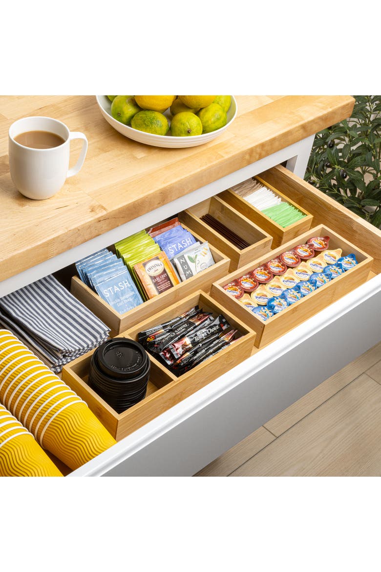 Eldora Handcrafted 5-Piece Multi-Use Individual  Drawer Organizer Boxes, Alternate, color, Natural