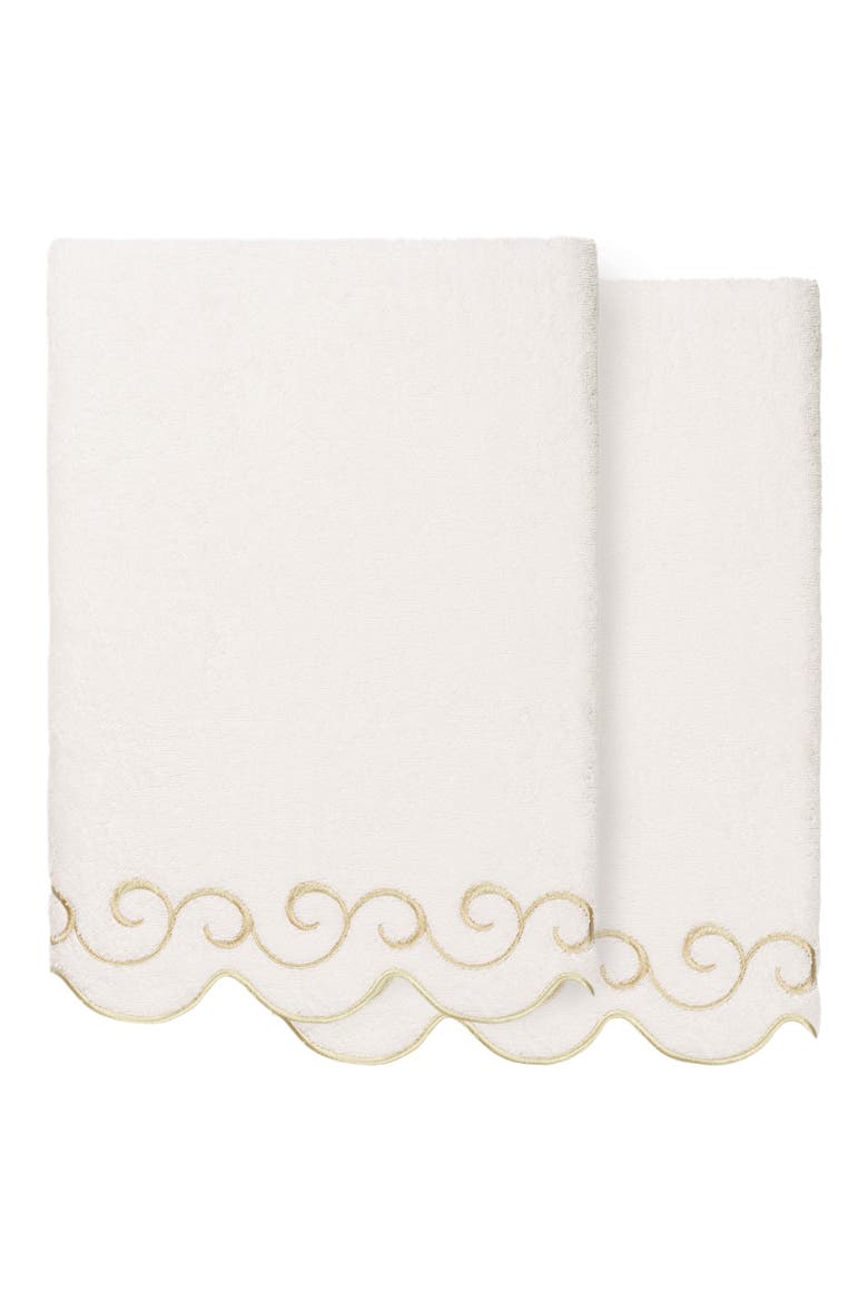 Simplicity Scallop 2-Piece Bath Towel Set, Main, color, WHITE/ BEIGE