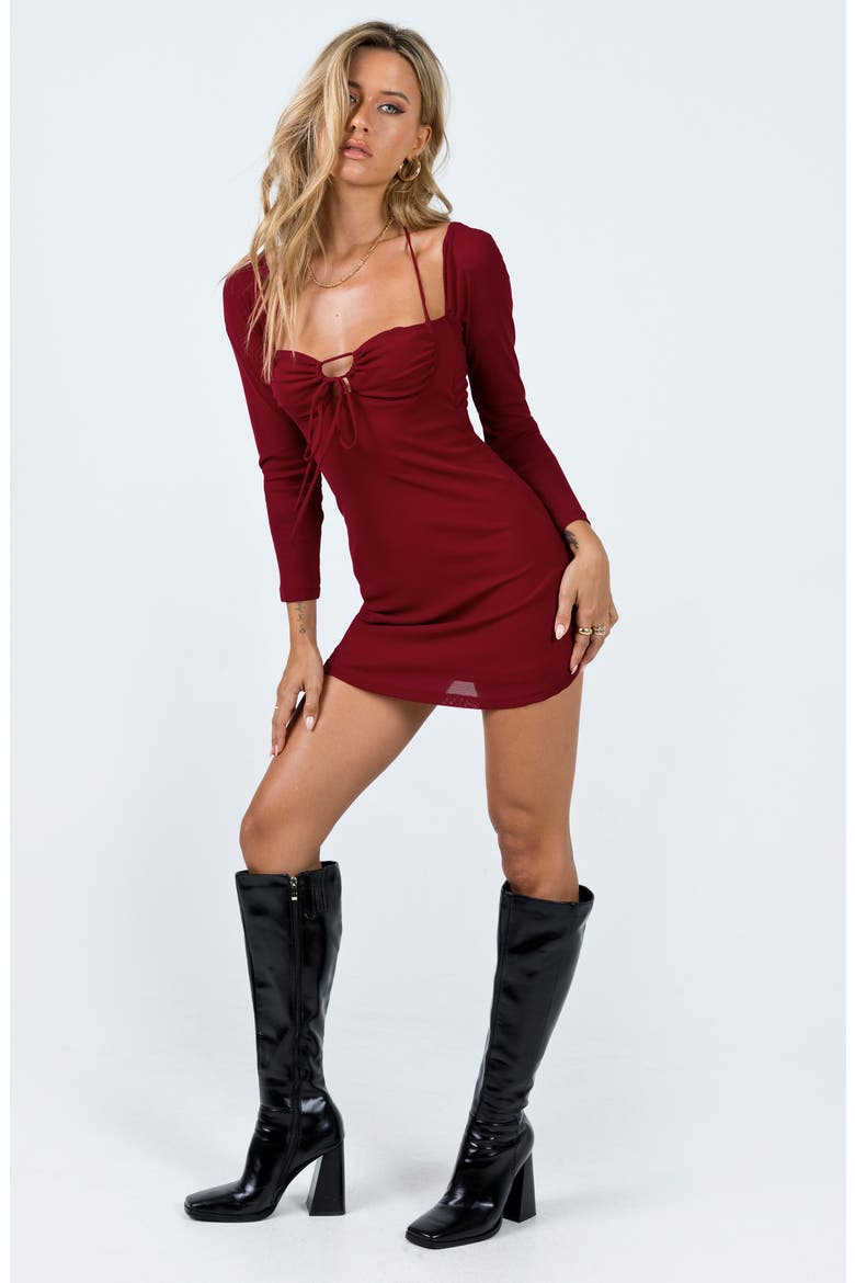 Stassie Long Sleeve Minidress, Alternate, color, BURGUNDY