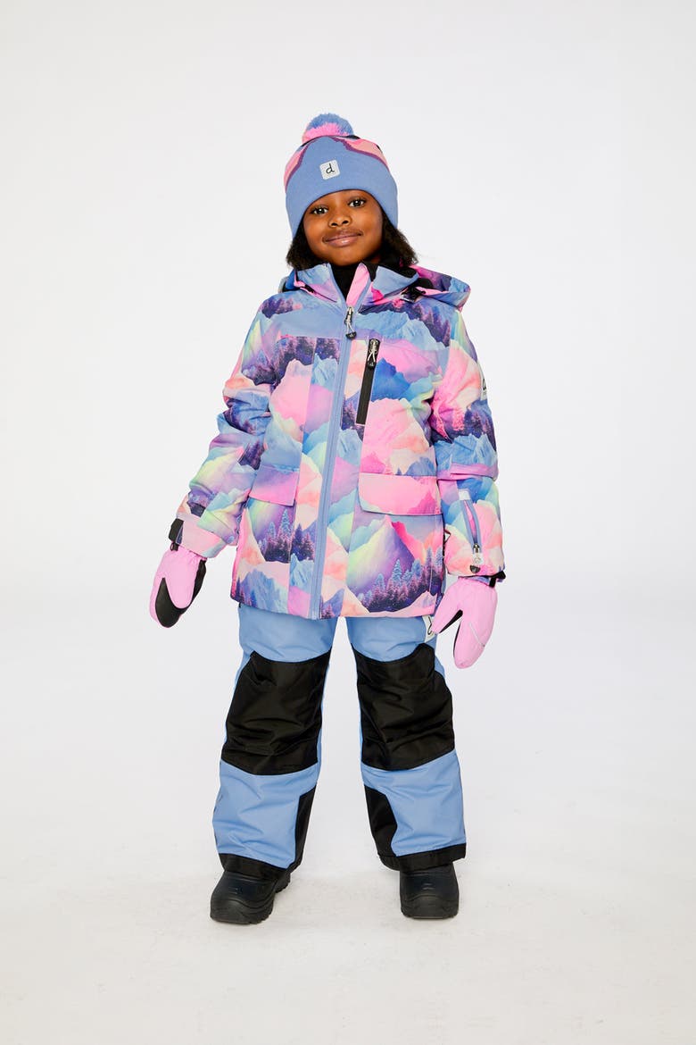 Play Mountain Jacket & Reinforced Pants Two Piece Snowsuit, Alternate, color, Pink Print with Blue Mountains