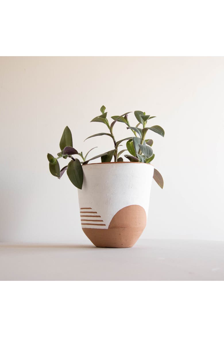Large Natural Terracotta Painted Planter, Alternate, color, White