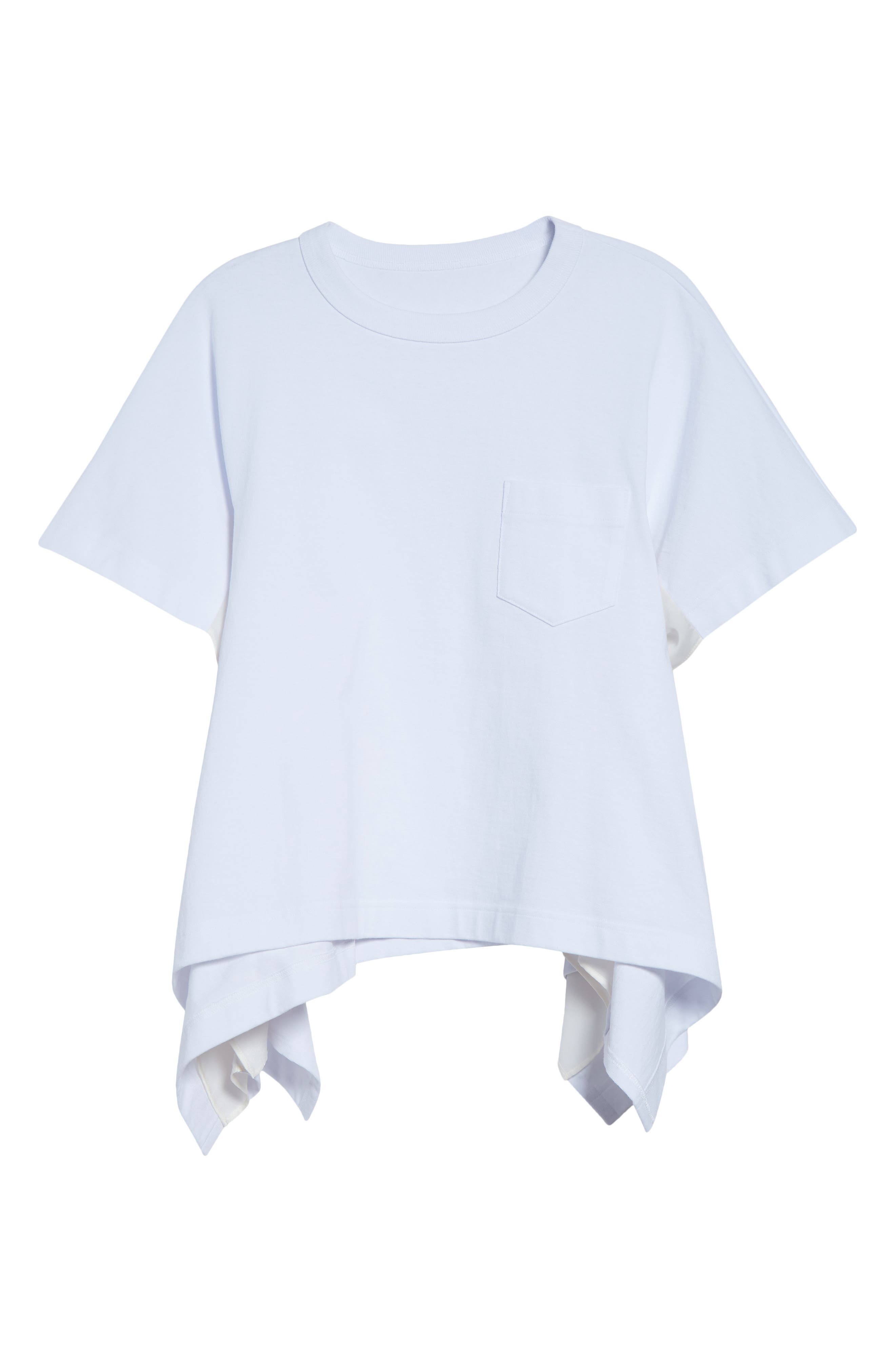Sacai Mixed Media Cotton Jersey & Satin Pocket T-Shirt (Women