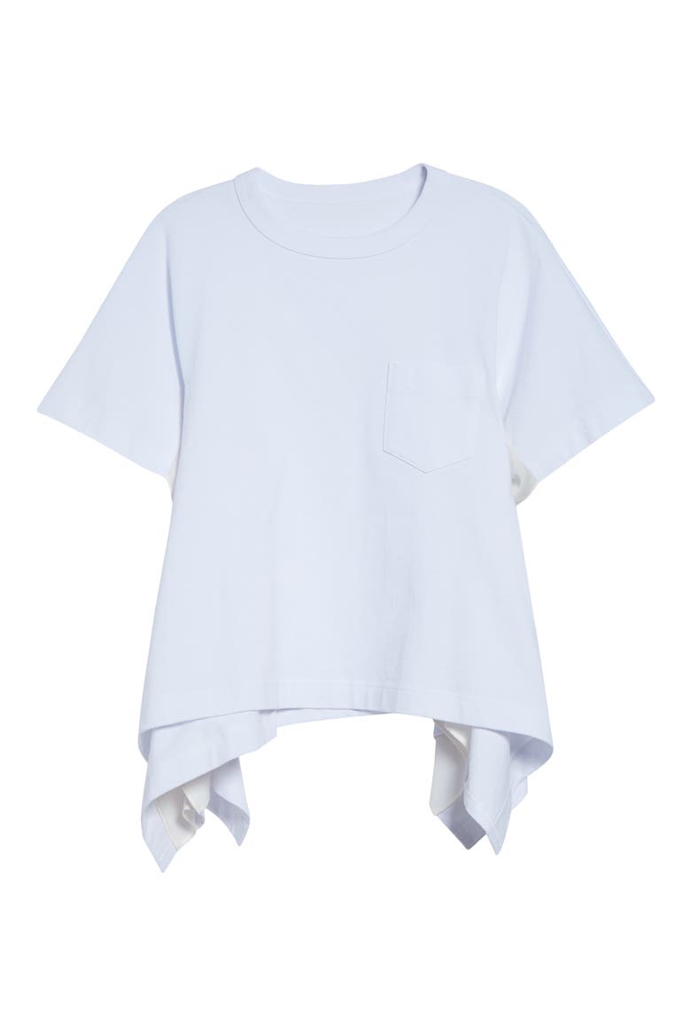 Mixed Media Cotton Jersey & Satin Pocket T-Shirt, Alternate, color, WHITE