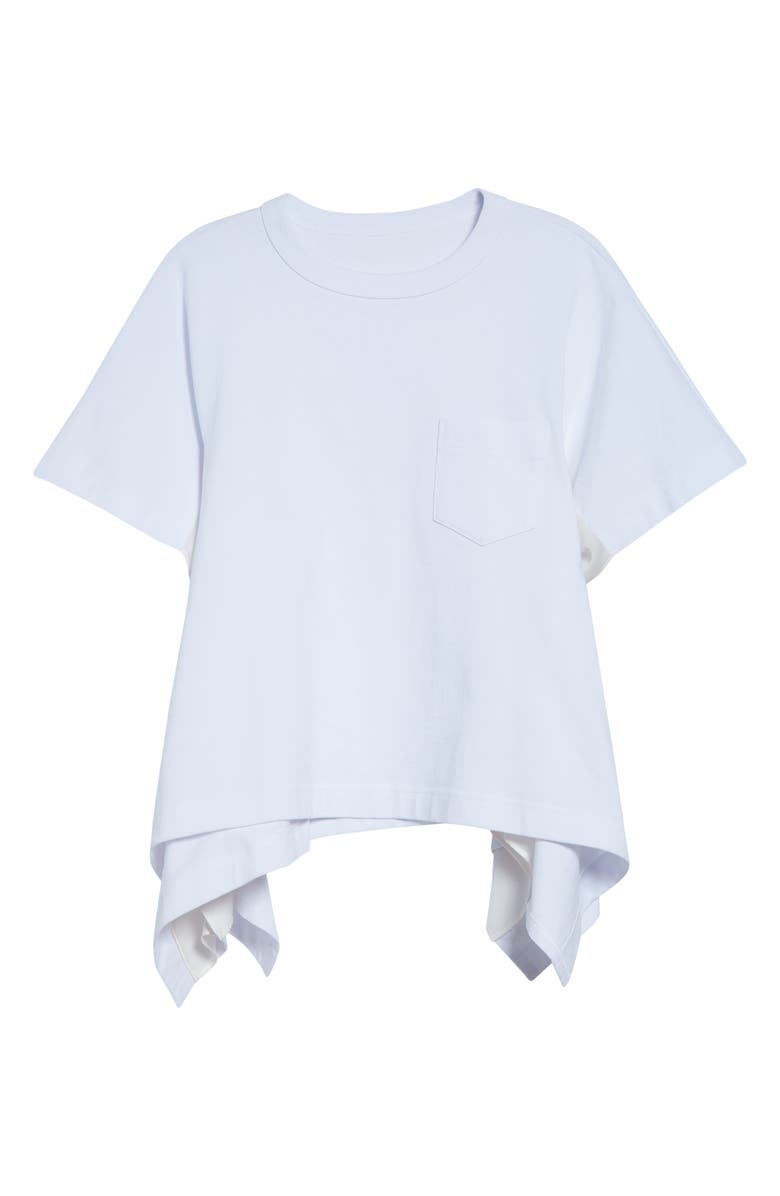 Sacai Mixed Media Cotton Jersey & Satin Pocket T-Shirt, Alternate, color, White