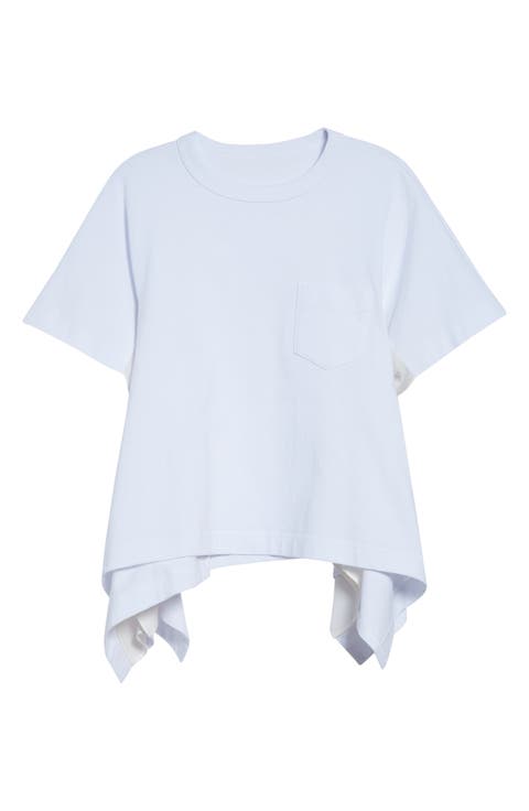 Mixed Media Cotton Jersey & Satin Pocket T-Shirt