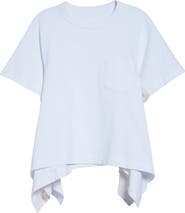 Sacai Mixed Media Cotton Jersey & Satin Pocket T-Shirt