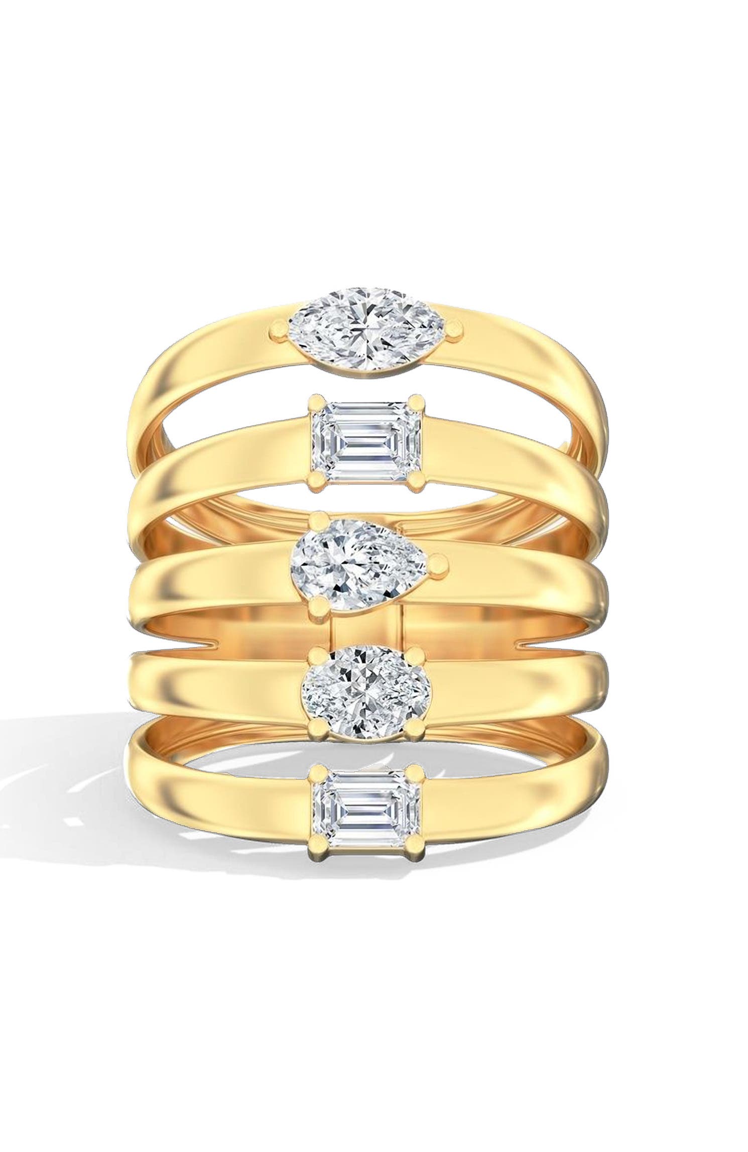 Everlee Five-Row Multi-Shape Shield Lab Diamond Ring in 14K (Women ...