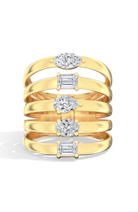 Five-Row Multi-Shape Shield Lab Diamond Ring in 14K