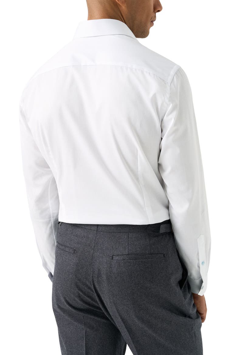 Slim Fit Solid with Floral Detail Signature Twill Button-Up Shirt, Alternate, color, WHITE