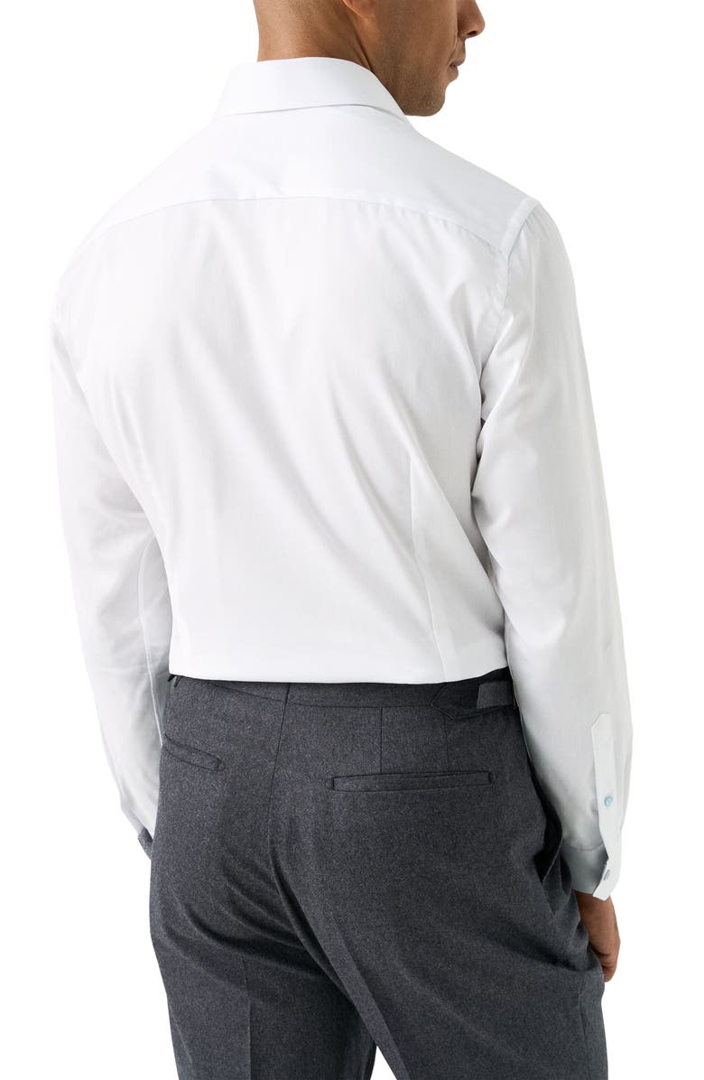 Eton Slim Fit Solid with Floral Detail Signature Twill Button-Up Shirt, Alternate, color, White