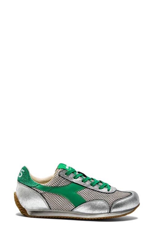 Diadora Equipe Stellar Sneaker In Silver Metal/green Peas Cream