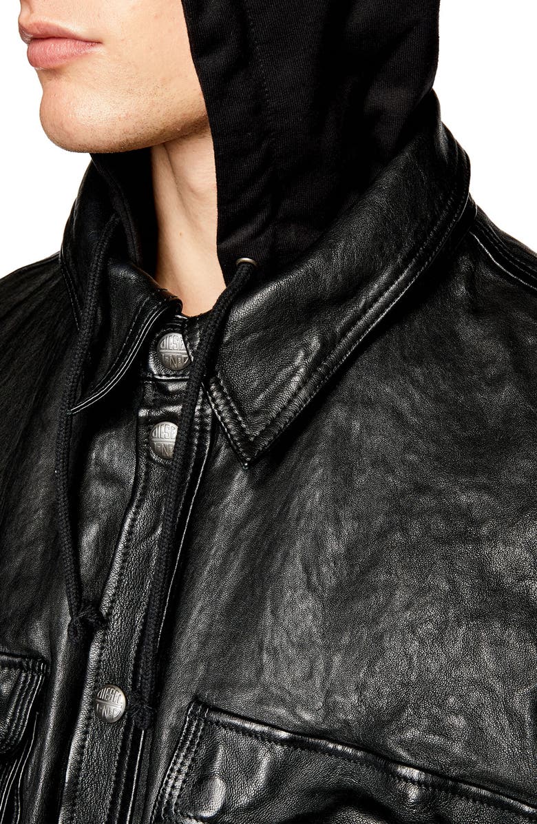 DIESEL<sup>®</sup> L-Sphinx Double Hood Leather Jacket, Alternate, color,