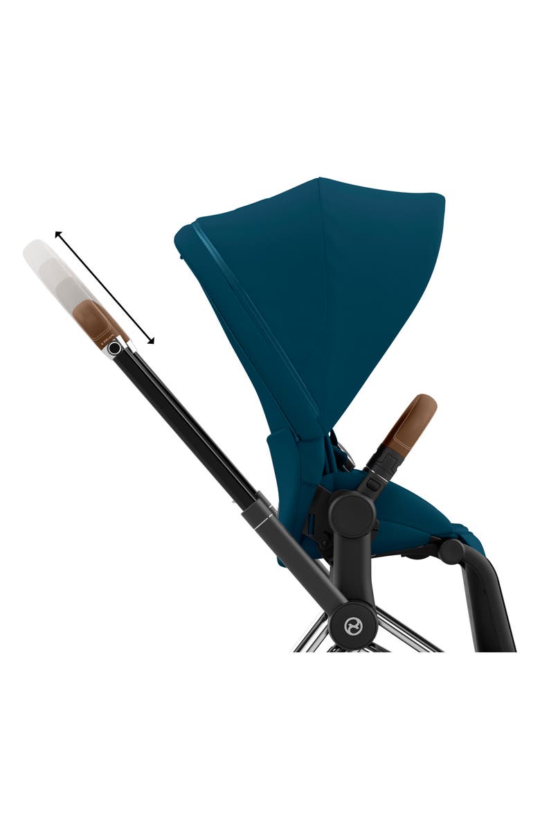 CYBEX e-PRIAM 2 Electronic Smart Stroller with Chrome/Brown Frame, Alternate, color, Mountain Blue