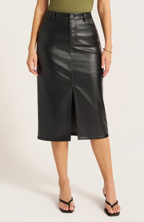 State Faux Leather Midi Skirt