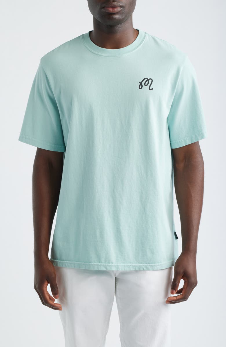 MALBON Bermuda Cigar Cotton Graphic T-Shirt, Main, color, Surf Spray
