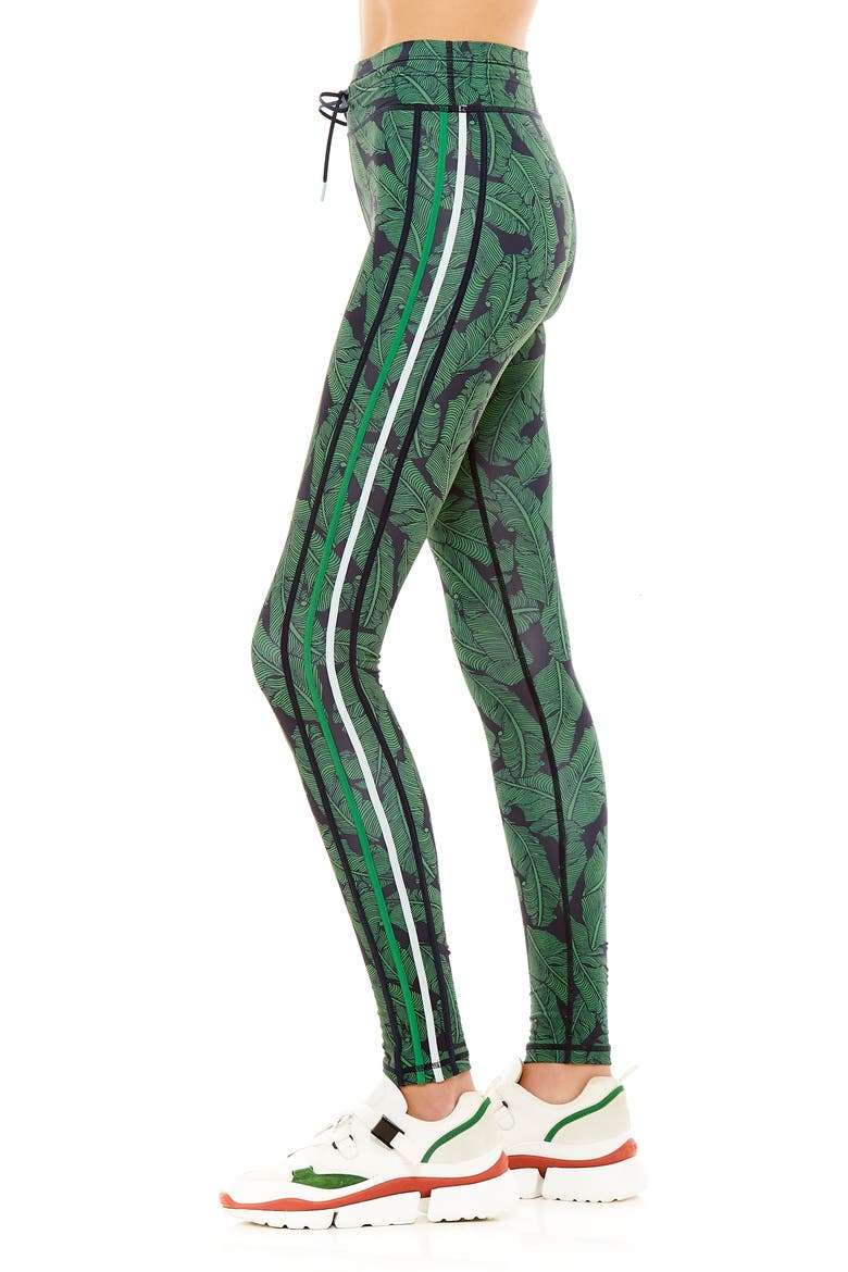 Palm Leaf Yoga Pants, Alternate, color, NAVY/ GREEN
