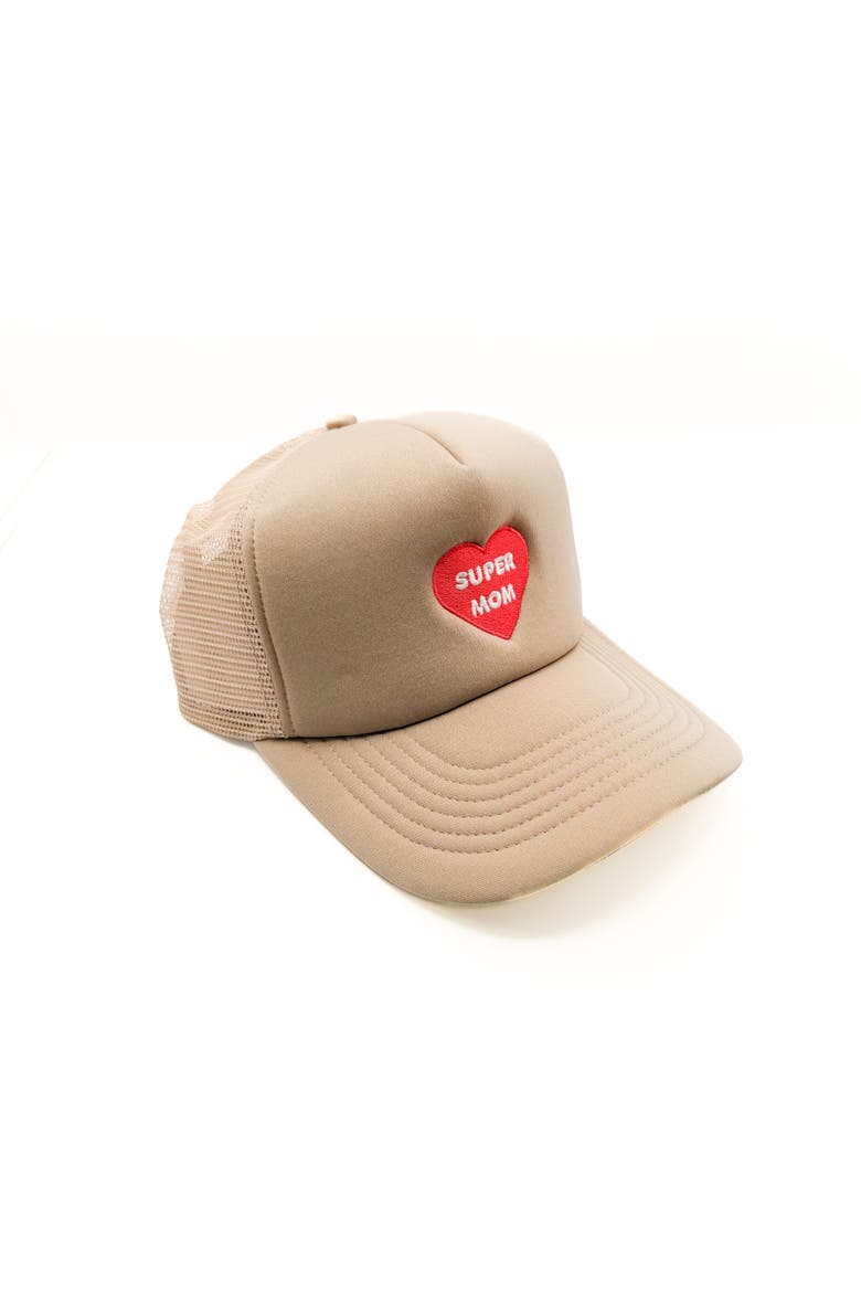 Super Mom Trucker Hat, Alternate, color, Khaki