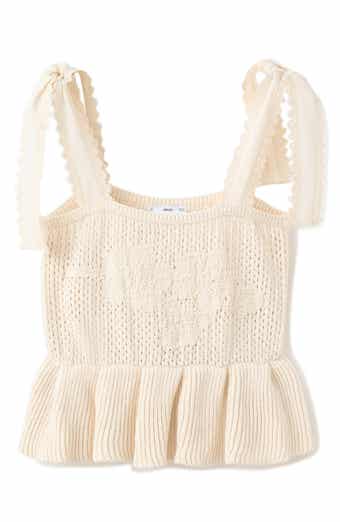 Amelie Tie Shoulder Crochet Peplum Top