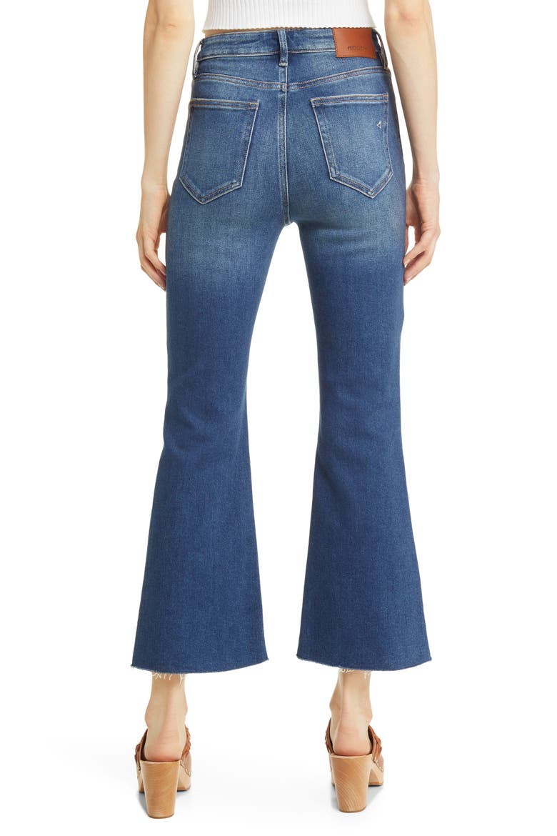 Happi Raw Hem High Waist Crop Flare Jeans, Alternate, color, DARK WASH