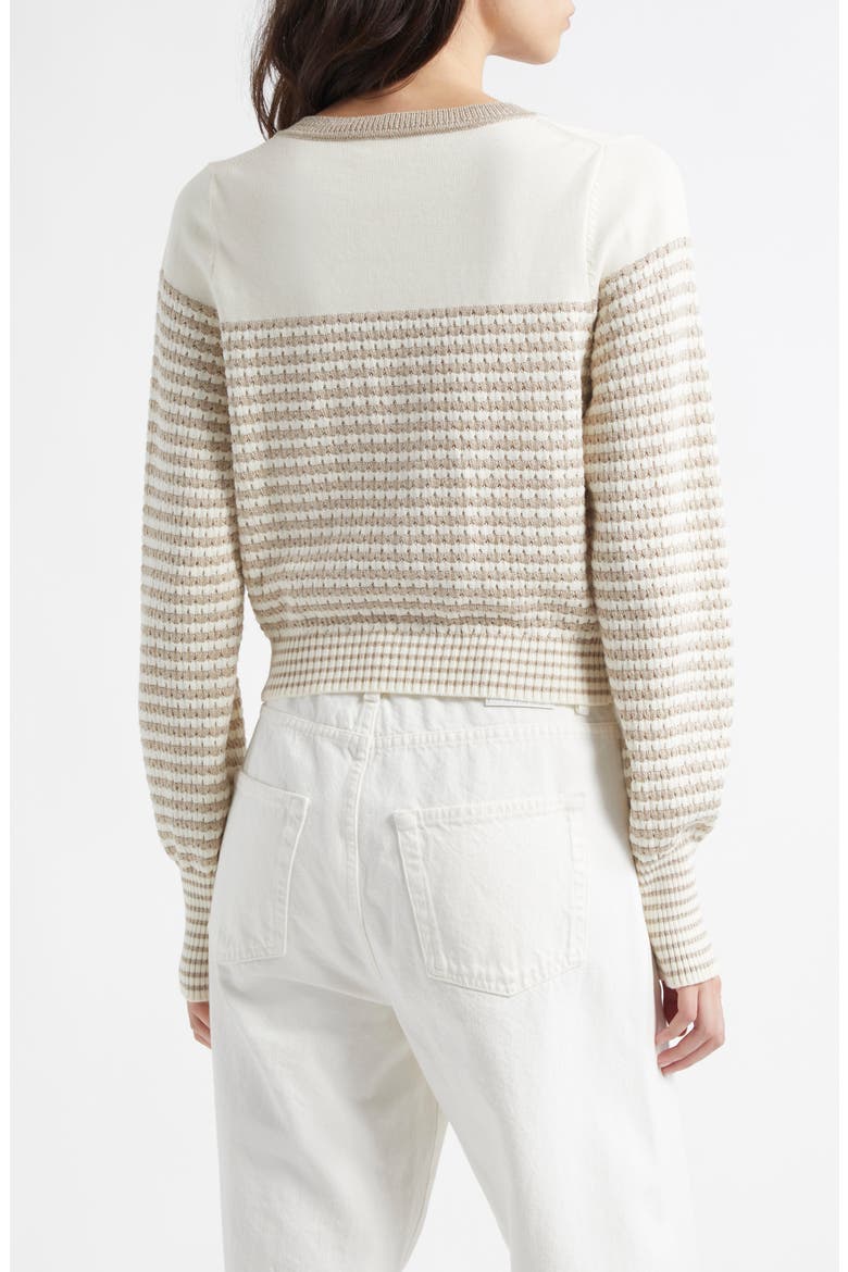 Bea Metallic Stripe Cotton Blend Cardigan, Alternate, color, SANDSTONE IVY TEXTURED STRIPE