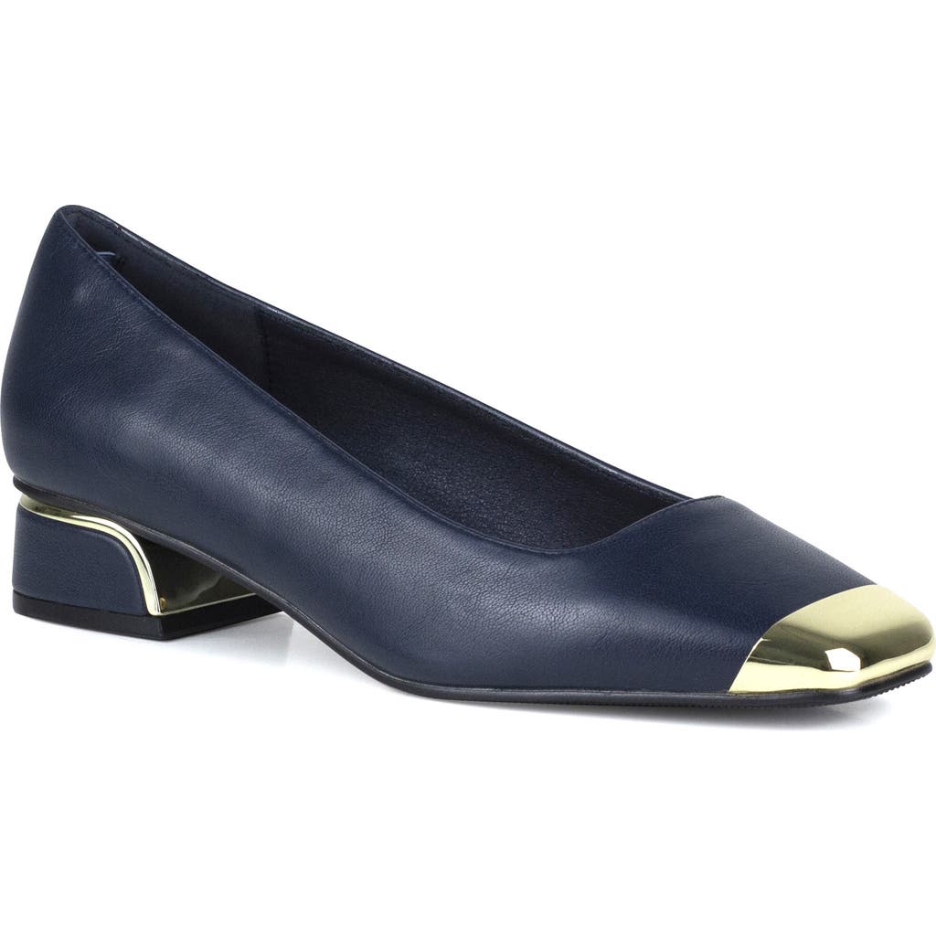 Ninety Union Eagle Tipped Square Toe Pump In Blue