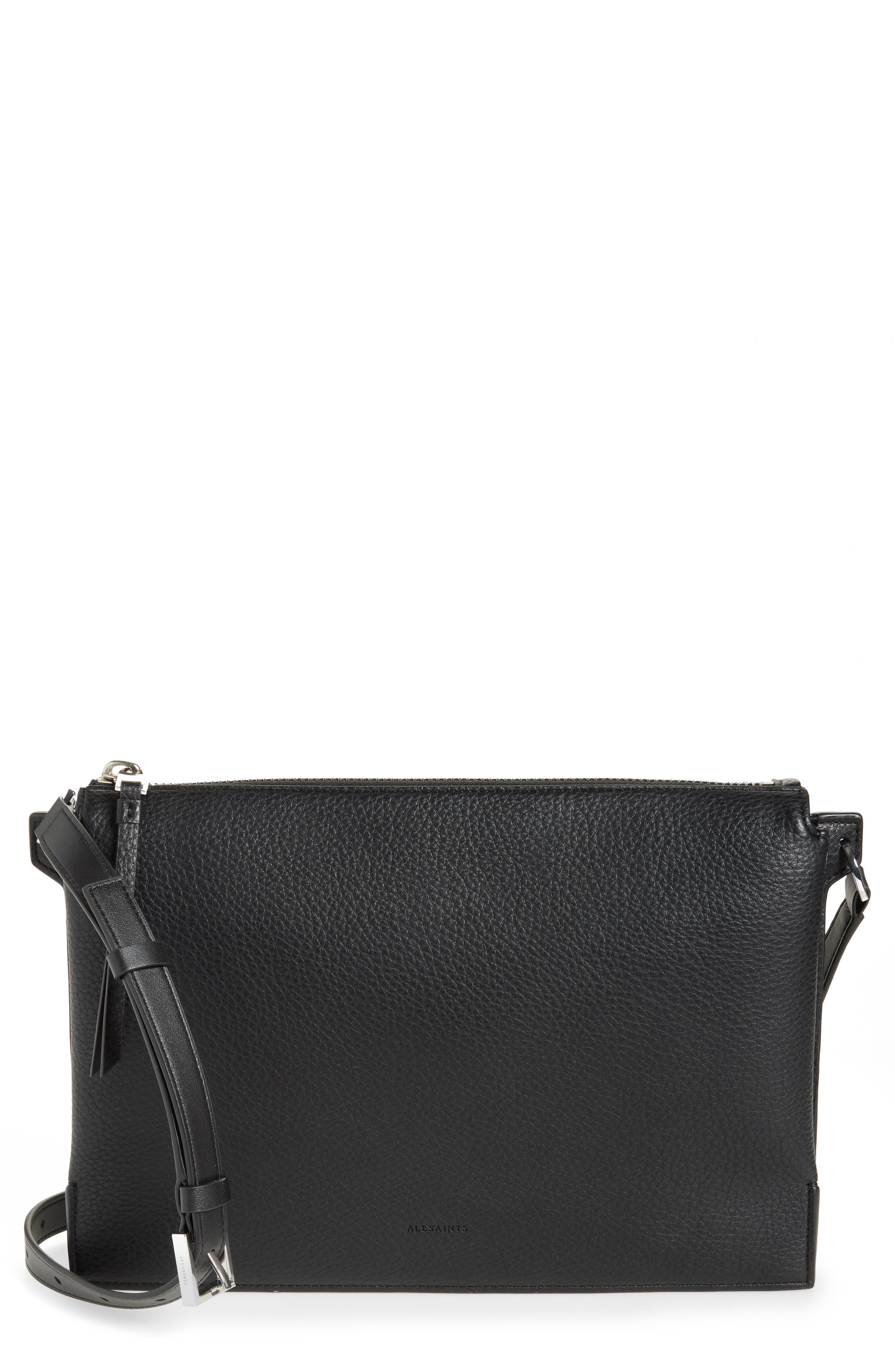 AllSaints Sheringham Leather Shoulder Bag, Main, color, 