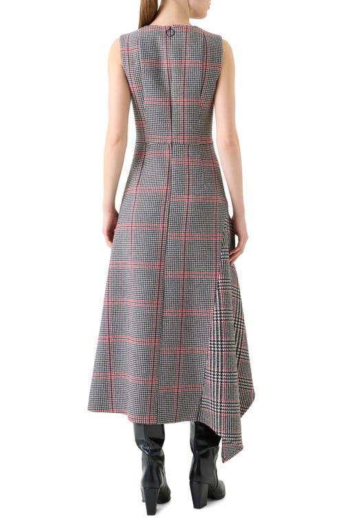 Akris Punto Glen Plaid Asymmetric Virgin Wool Dress In Multi