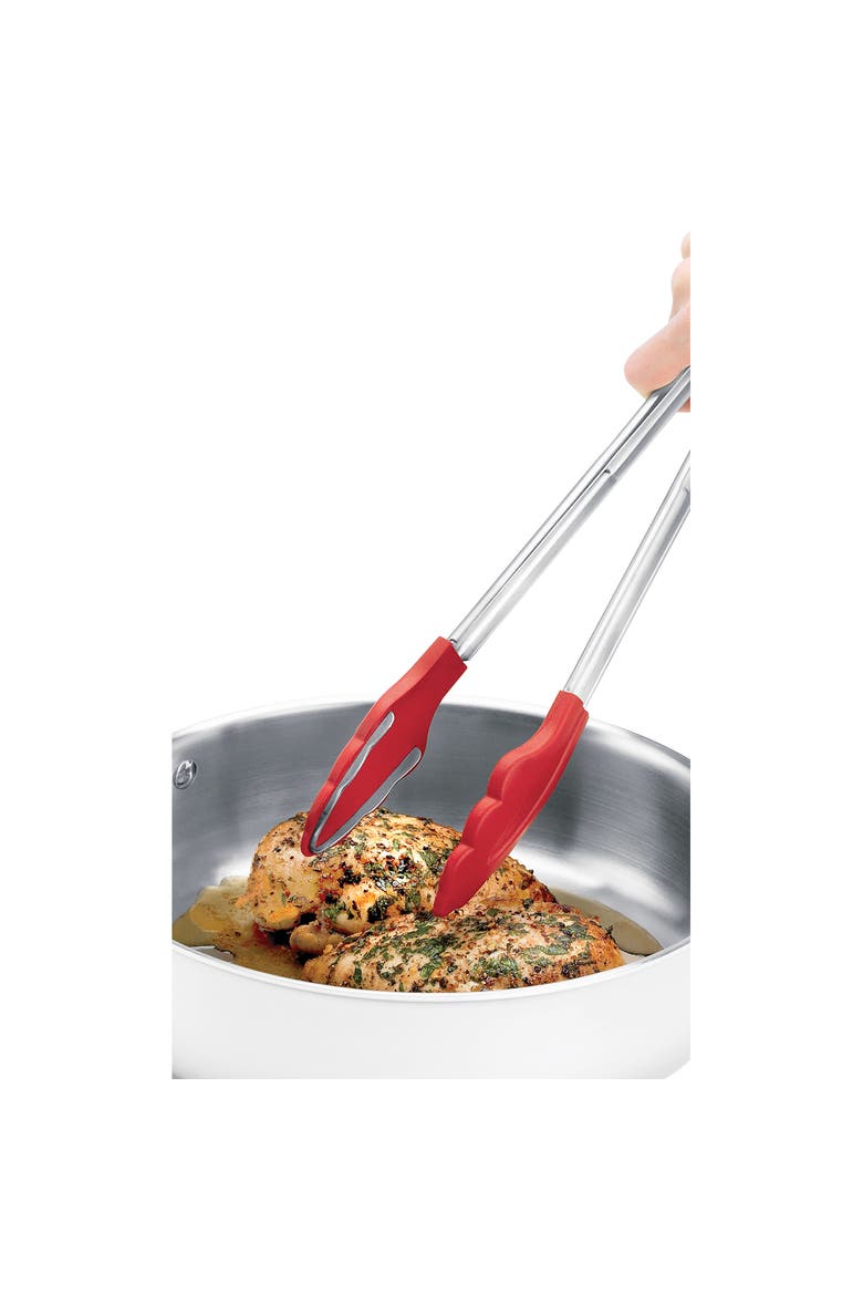9.5 Inch Tongs With Teeth, Red, Alternate, color, Red