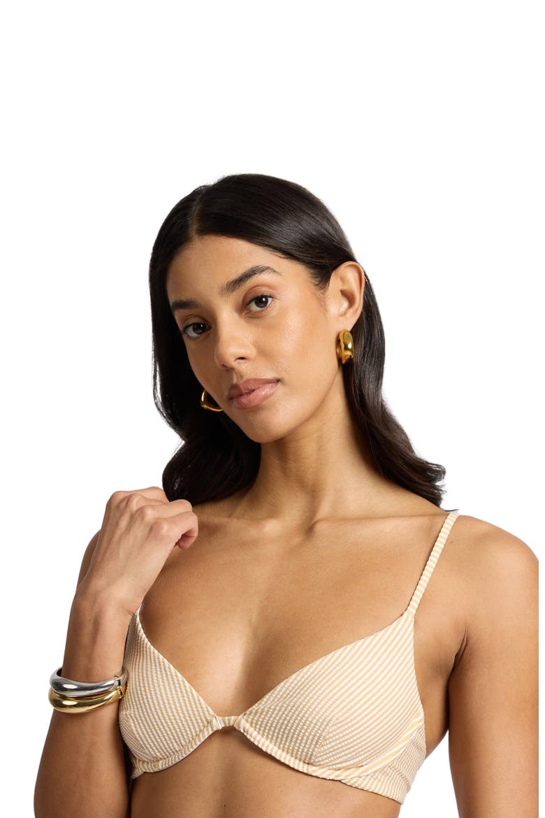 Liana Underwire Bikini Top, Alternate, color, Ochre/White