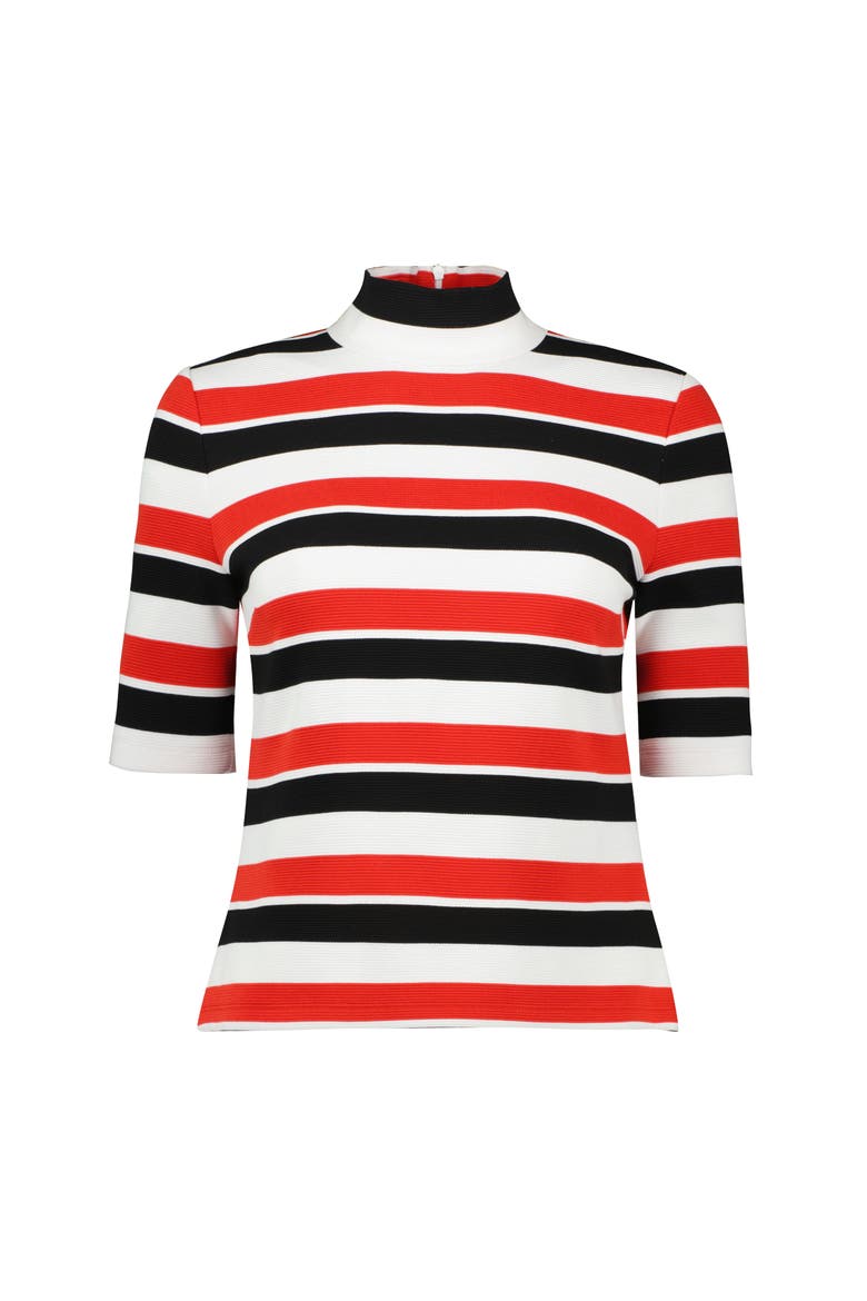 Striped Mock-Neck Knit Top, Alternate, color, Black-Red