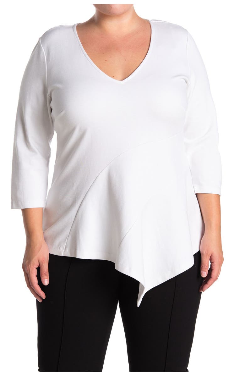 ELOQUII Asymmetrical Peplum Top, Main, color,