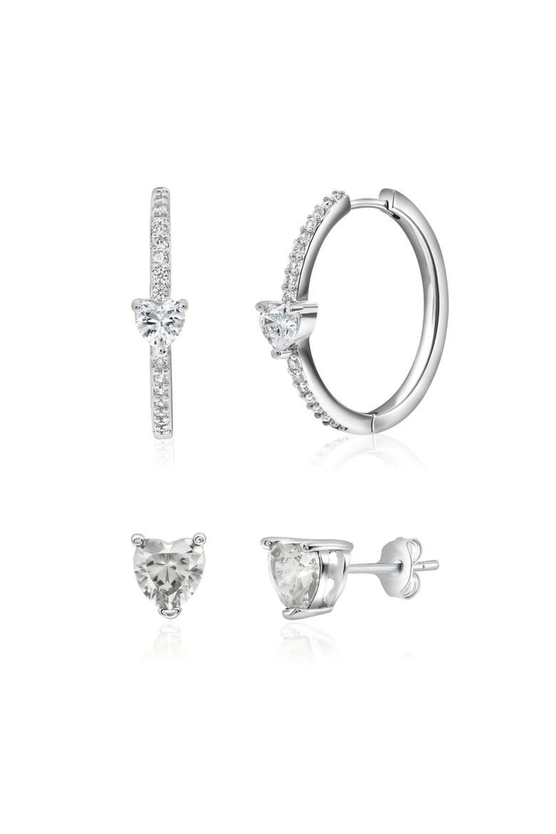Heart Earrings Set, Main, color, Silver