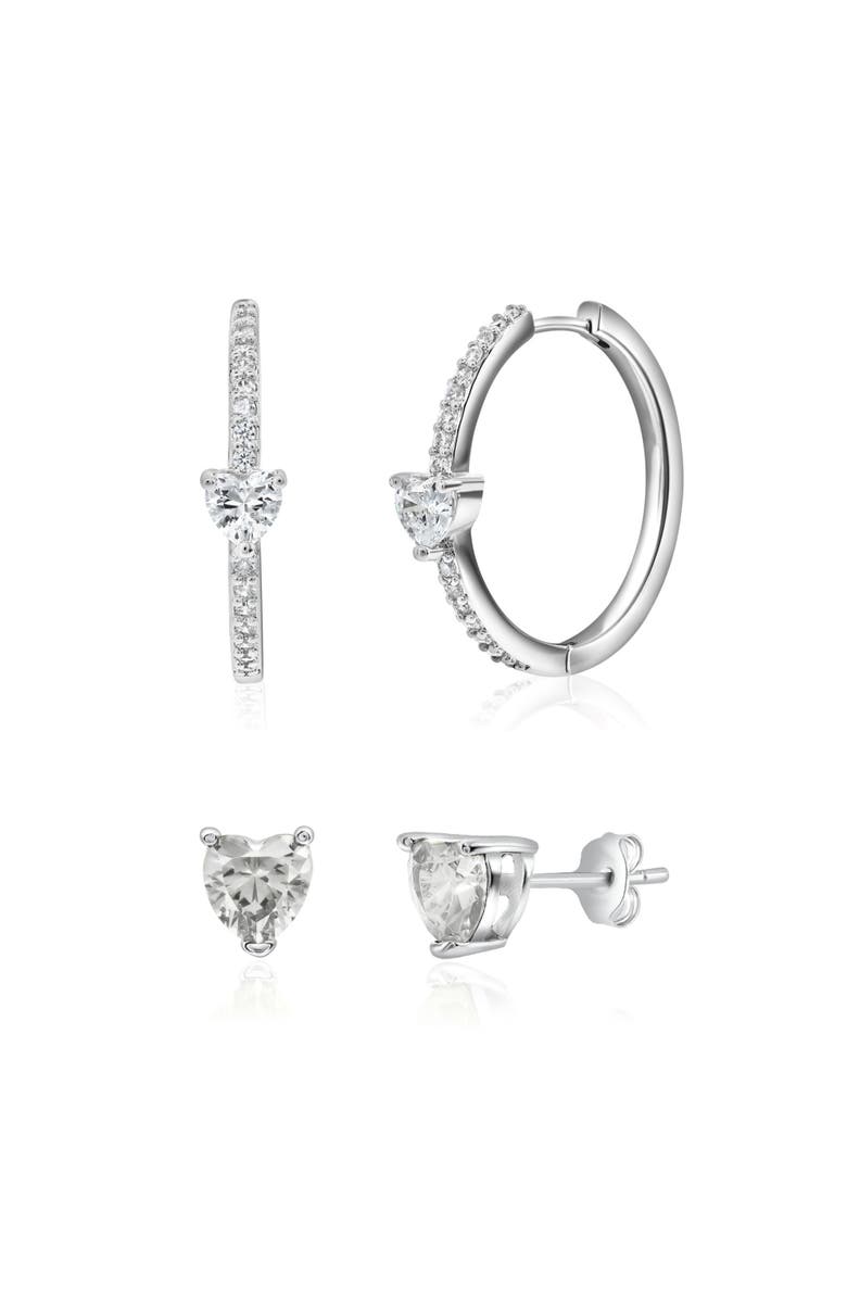 Donatello Gian Heart Earrings Set, Main, color, Silver