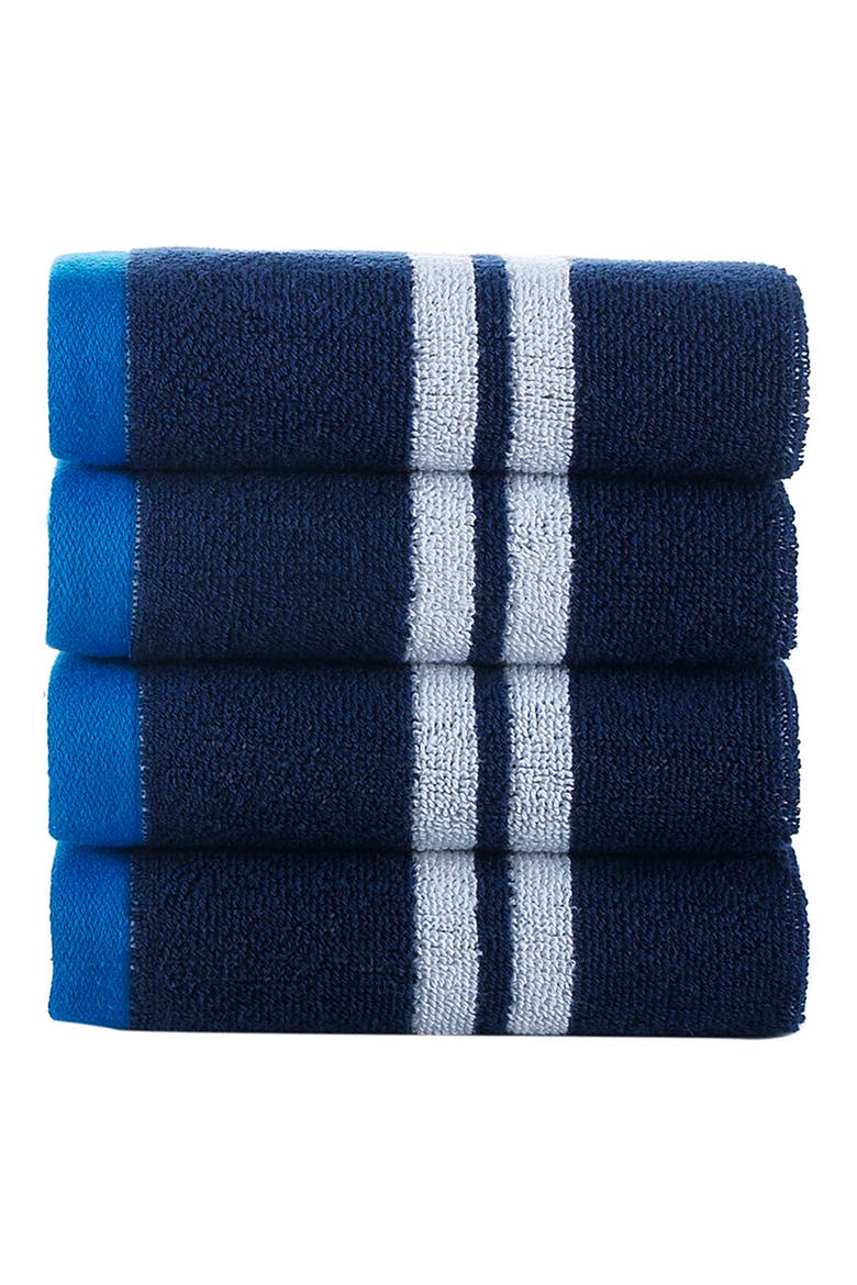 Nautical Blanket Stripe 2-Pack Turkish Cotton Washcloths, Main, color, NAVY