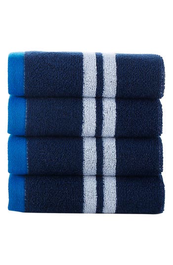 Brooks Brothers Nautical Blanket Stripe 4-pack Turkish Cotton Washcloths In Navy