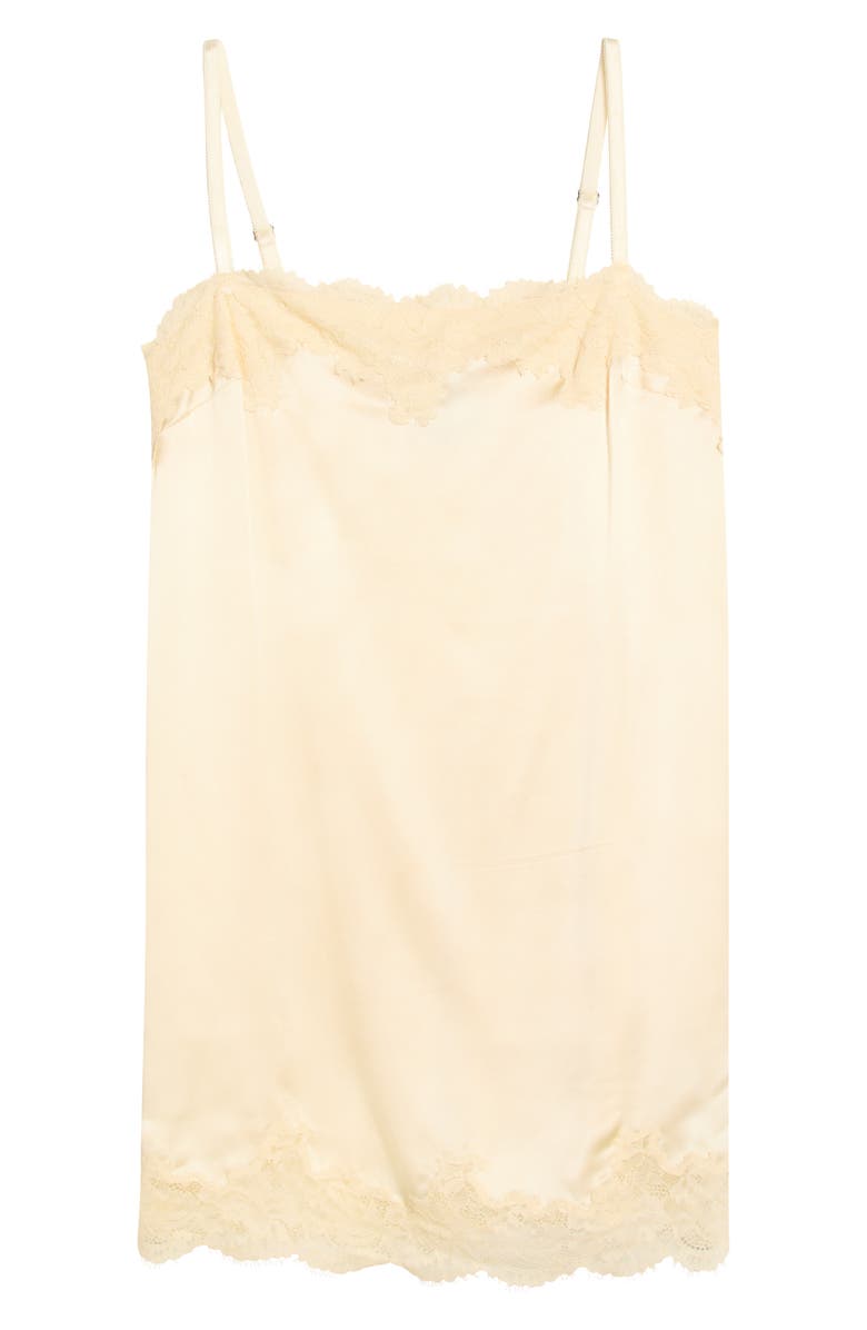 Reformation Lilah Lace Trim Silk Minidress, Alternate, color, Yogurt