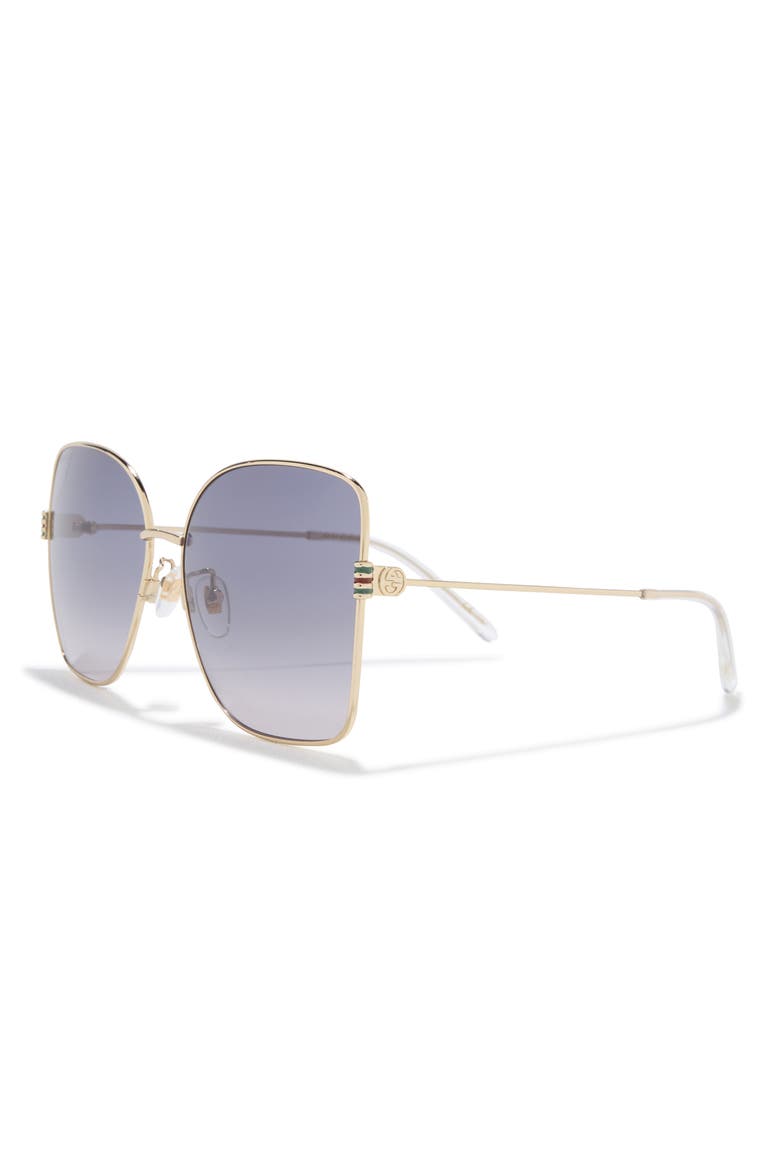 62mm Oversize Gradient Square Sunglasses, Alternate, color, GOLD GOLD GREY