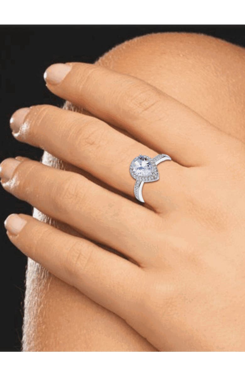 DLORIA Halo Pear Cut Ring Cubic Zirconia, Alternate, color, 
