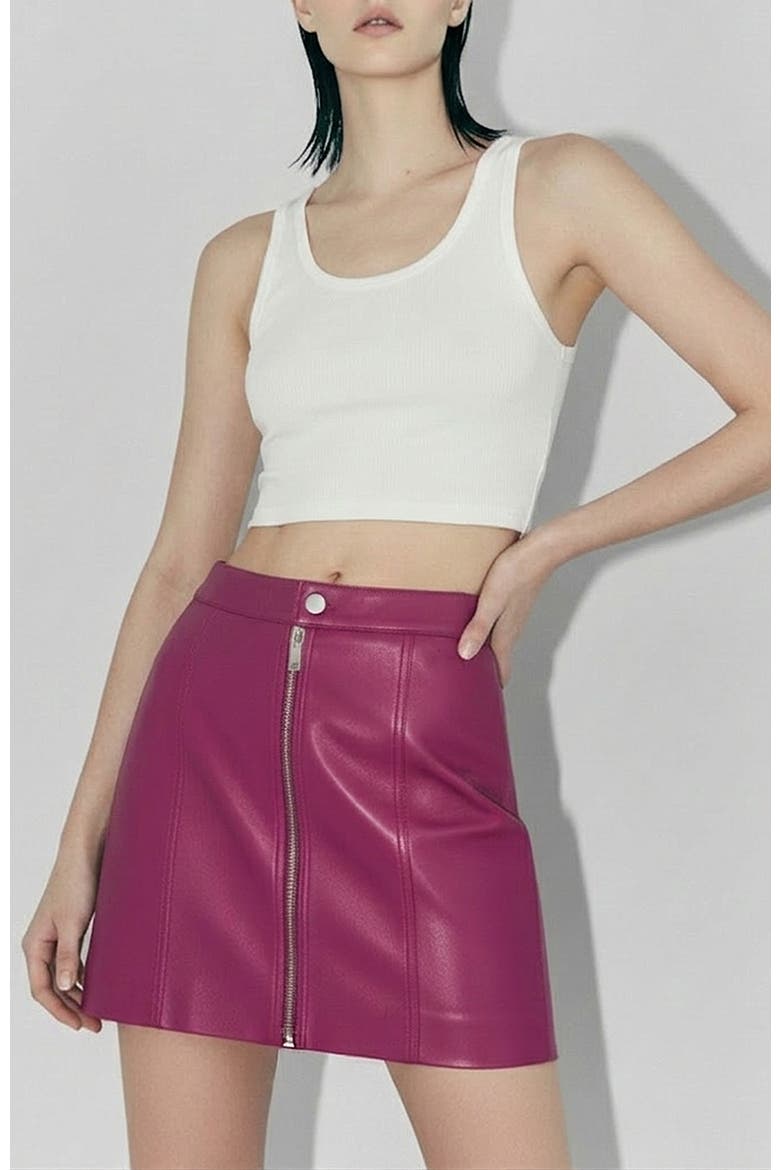Jeremiah Upcycled Leather Skirt, Main, color, ROSE