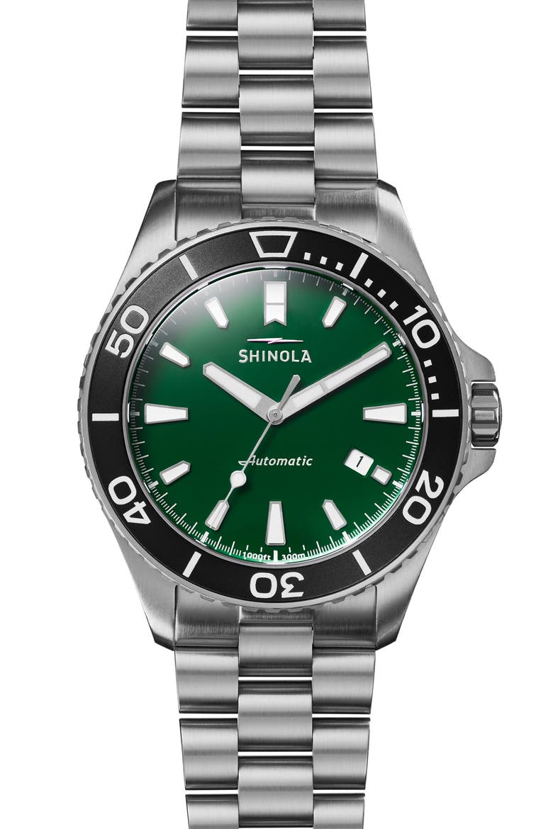 The Monster Automatic Bracelet Watch, 43mm, Alternate, color, SILVER/GREEN/BLACK
