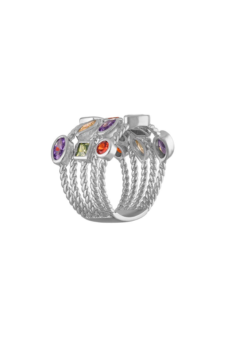 Multicolor Cubic Zirconia Cocktail Ring, Alternate, color, WHITE