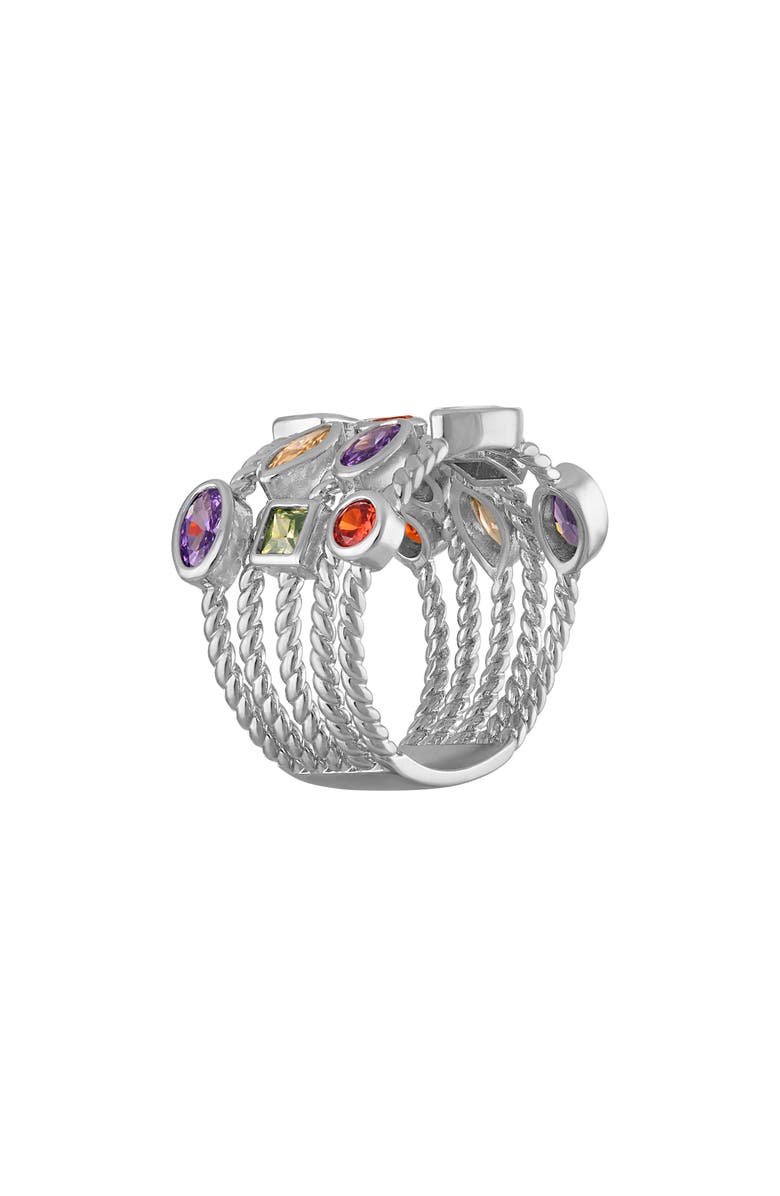 FZN Multicolor Cubic Zirconia Cocktail Ring, Alternate, color, White