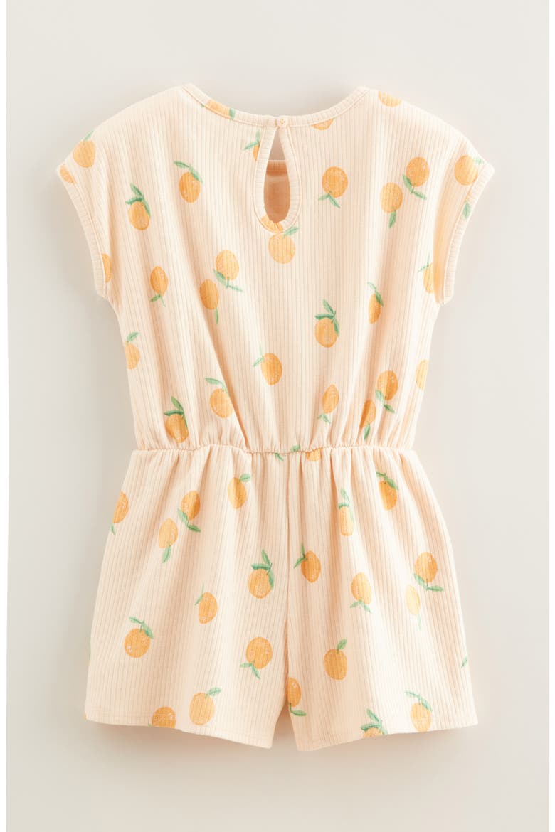 Kids' Print Rib Romper, Alternate, color, BEIGE BISQUE SWEET ORANGES