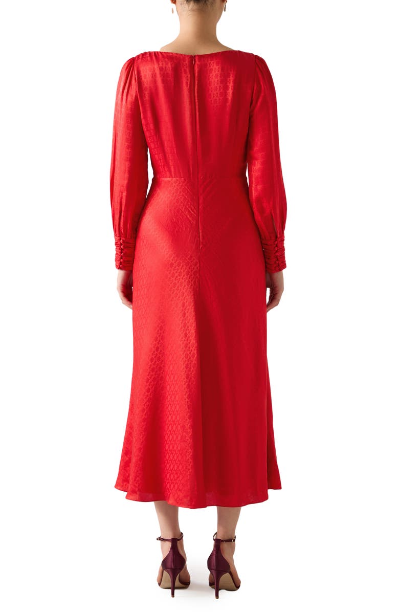 LK Bennett Lainey Tie Waist Long Sleeve Maxi Dress, Alternate, color, Red