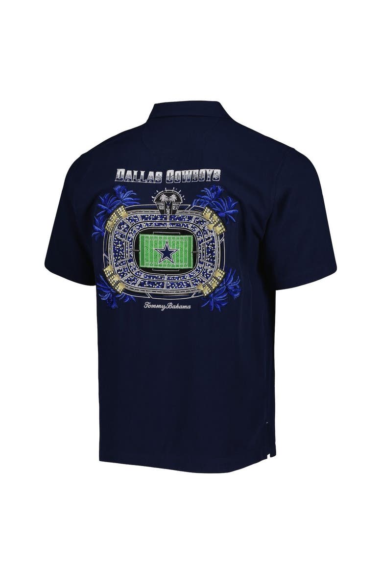 Men's Tommy Bahama Navy Dallas Cowboys Top of Your Game Camp Button-Up Shirt, Alternate, color, Navy