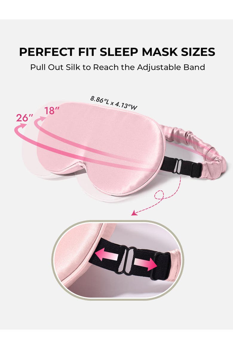 22 Momme Mulberry Silk Upgraded 3D Adjustable Eye Mask, Alternate, color, Pink