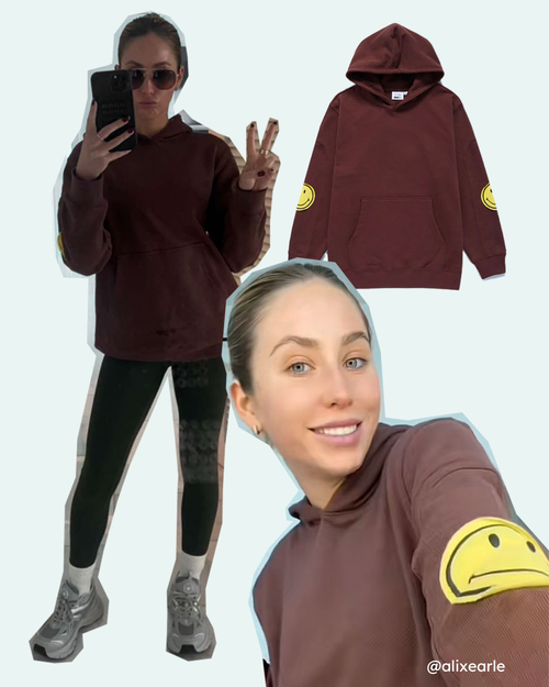 Samii Ryan Smiley Oversized Hoodie In Brown