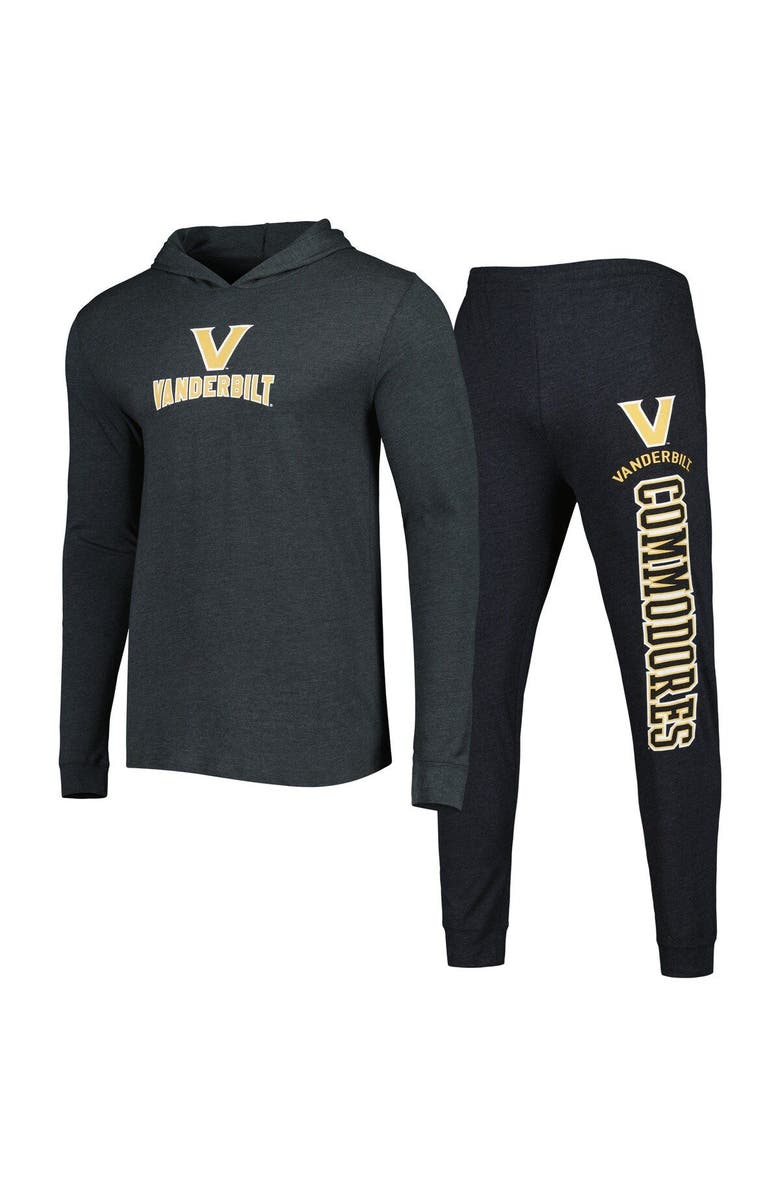CONCEPTS SPORT Men's Concepts Sport Black/Charcoal Vanderbilt Commodores Meter Pullover Hoodie & Pant Sleep Set, Alternate, color, Black